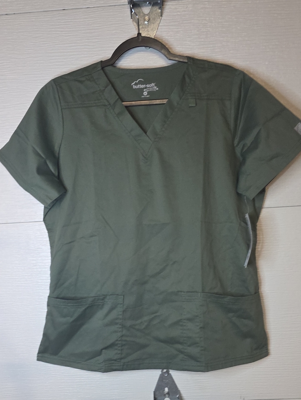 Butter-Soft by Adar Olive V-Neck Scrub Top